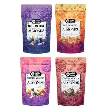 Better Bites Combo of 4 Flavoured Almonds - Blueberry, Salted Caramel, Roasted & Salted and Coffee Mocha