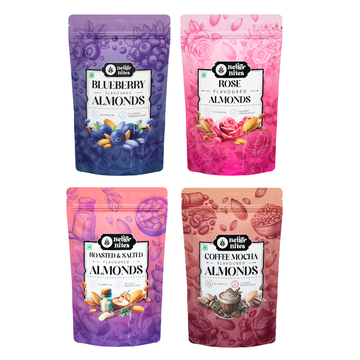 Better Bites Combo of 4 Flavoured Almonds - Blueberry, Rose, Roasted & Salted and Coffee Mocha